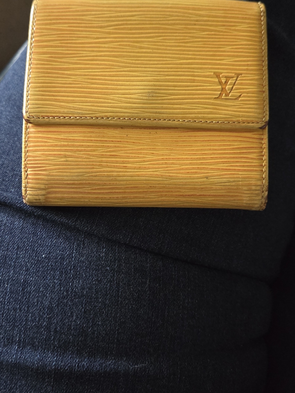 Louis Vuitton Yellow Epi Leather Compact Wallet With Purple Lining